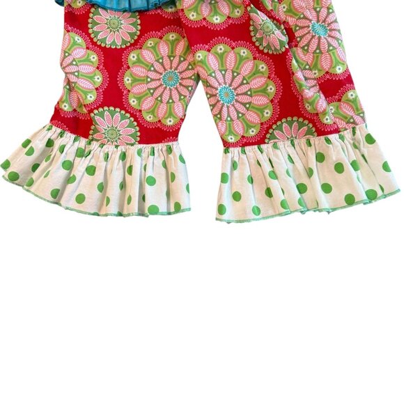 La Jenns Girls 2-Piece Polka Dot Elephant Outfit With Ruffle Top & Pants Size 5 - Picture 6 of 8